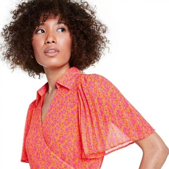 Alexis Floral Flutter Sleeve Pleated Wrap Dress - Picture 11 of 12